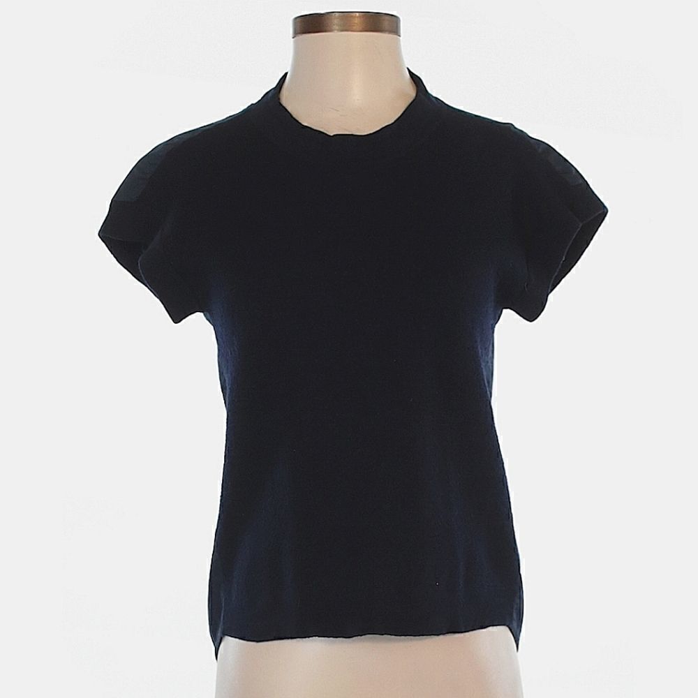 J CREW Boiled Wool Tie Back Navy Top